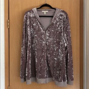 Taupey-mauve velour zip up jacket